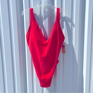 NWT red one piece Kona Sol swimsuit. XL AVAILABLE